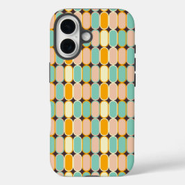Funda iPhone 16 Retro geometric pattern with vertical ovals