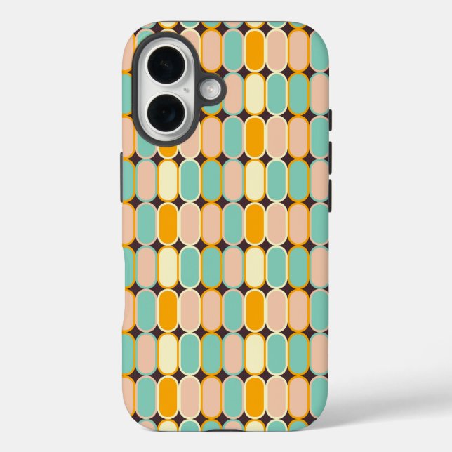 Funda iPhone 16 Retro geometric pattern with vertical ovals (Reverso )