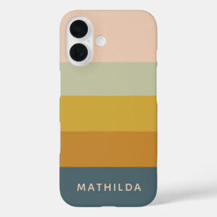 Funda iPhone 16 Retro Geométrico Bloque de Color Pastel Personaliz
