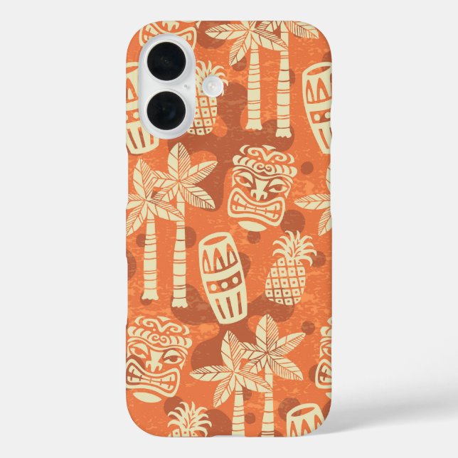 Funda iPhone 16 Retro Mid Century Modern Tiki Pattern (Reverso )