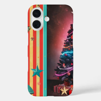 Funda iPhone 16 Retro Neon Christmas