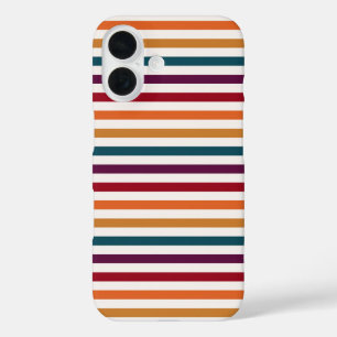 Funda iPhone 16 Retro Otoño Multicolor Franjas Horizontales