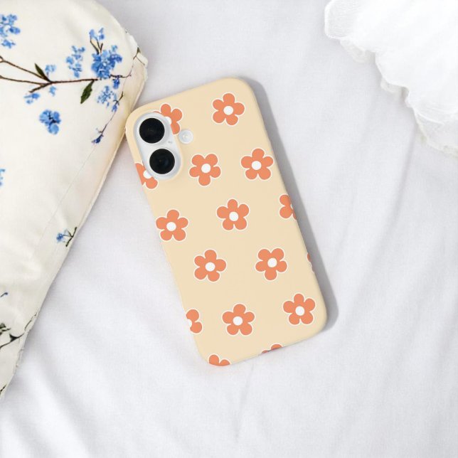 Funda iPhone 16 Retro Peach Floral Whimsical Preppy Primavera Hipp (Subido por el creador)