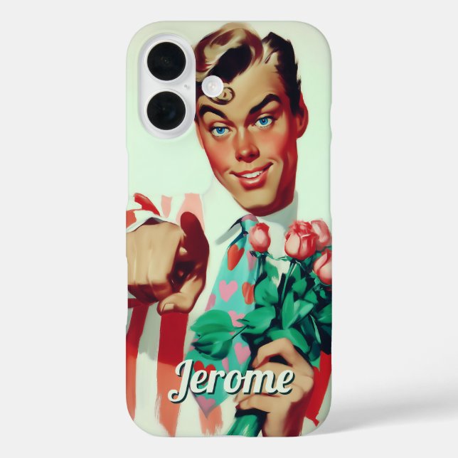 Funda iPhone 16 Retro Valentine Flirty Guy (Reverso )