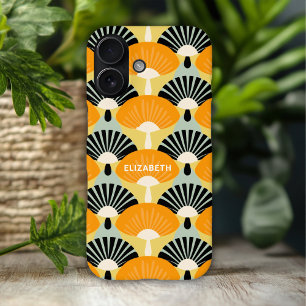 Funda iPhone 16 Retro Vintage Mostaza Patrón Negro Personalizado