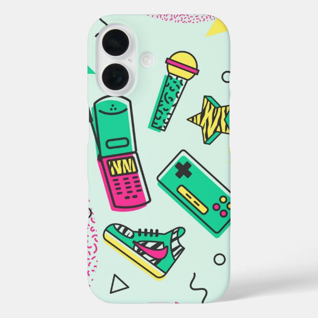 Funda iPhone 16 Retro Y2K Memphis Tech Pop (Reverso )