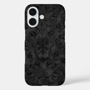 Funda iPhone 16 Rich Black Brocade Design