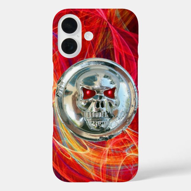 Funda iPhone 16 RIDERS SKULL, Naranja rojo amarillo giratorio (Reverso )
