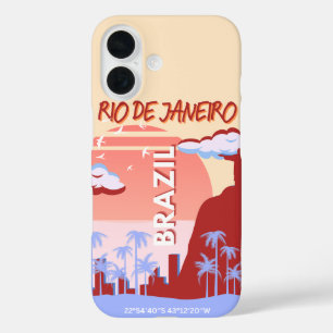 Funda iPhone 16 Río de Janeiro Brasil Poster de Retro de Arte Viaj