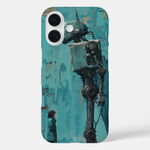 Funda iPhone 16 Robot retro con Chica