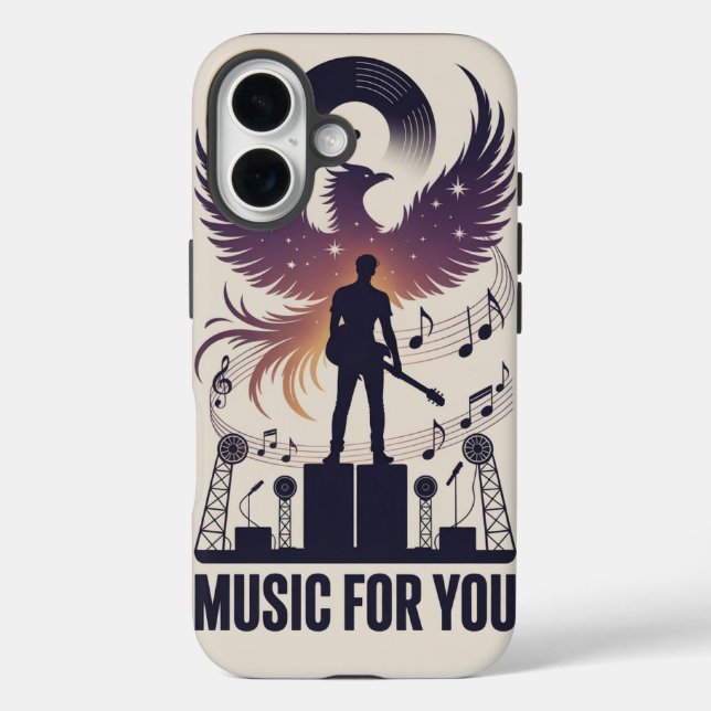 Funda iPhone 16 Rock Guitar Phoenix Rising iPhone Case (Reverso )