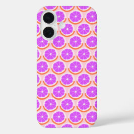 Funda iPhone 16 Rodajas de naranja geométricas limonada rosa