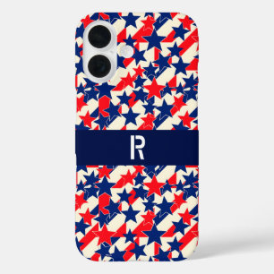 Funda iPhone 16 Rojas, Blancas y Azules Estrellas y Barras