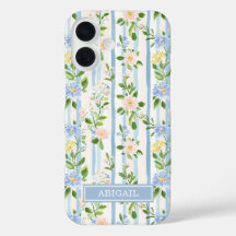 Rojizo Azul Floral Acuarela Rayado Personalizado