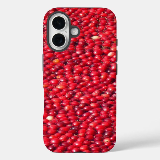 Funda iPhone 16 Rojo festivo de Cranberries (Reverso )