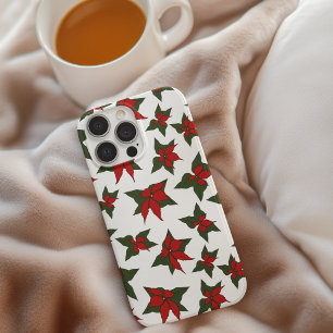 Funda iPhone 16 rojo floral botánico de Navidad