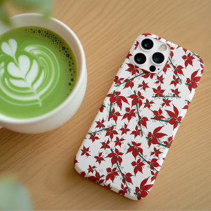 Funda iPhone 16 rojo floral botánico de Navidad