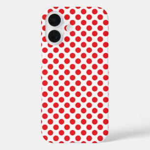 Funda iPhone 16 Rojo sobre Punto de Polka Blanco