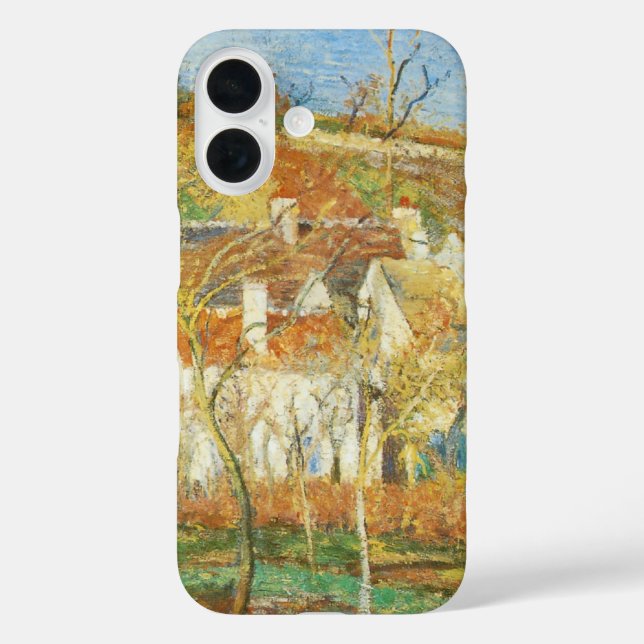 Funda iPhone 16 Rojos, esquina de un pueblo, invierno por Pissarro (Reverso )