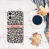 Rosa de Oro y Estampado de Leopardo Negro con Nomb