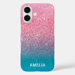 Funda iPhone 16 Rosa degradado purpurina