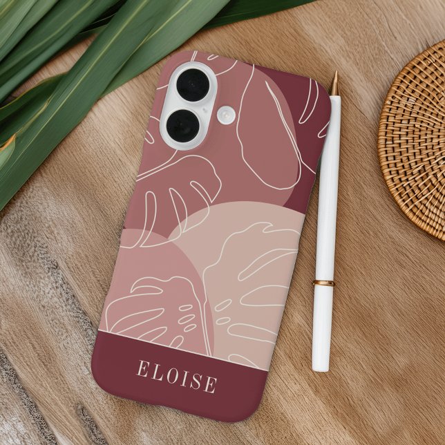 Funda iPhone 16 Rosa del desierto Boho Tropical Monstera Leaf (Subido por el creador)