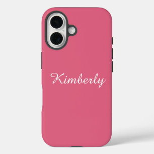 Funda iPhone 16 Rosa Femenina con Nombre 