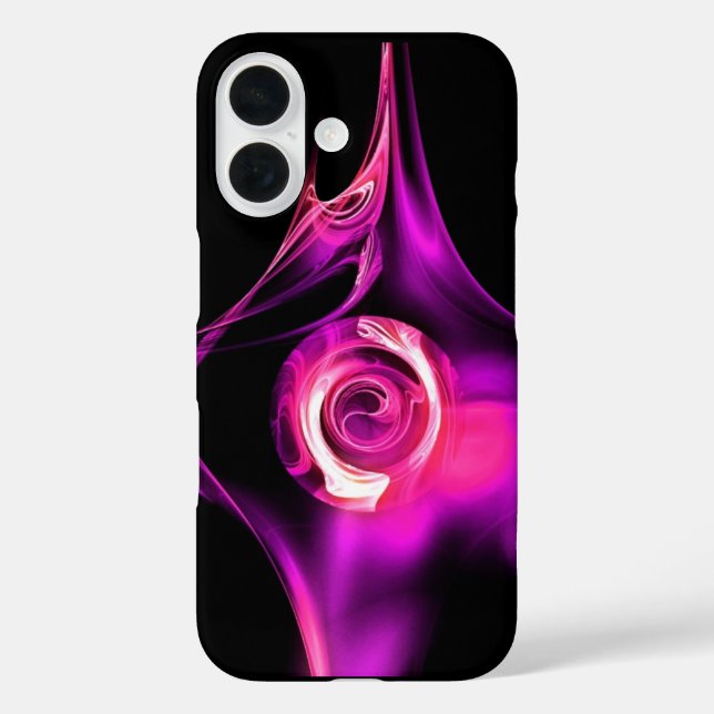 Funda iPhone 16 Rosa FRACTAL BLANCO PURPLE (Reverso )