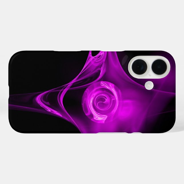 Funda iPhone 16 Rosa FRACTAL PURPLE VIOLET EN NEGRO (Reverso (Horizontal))