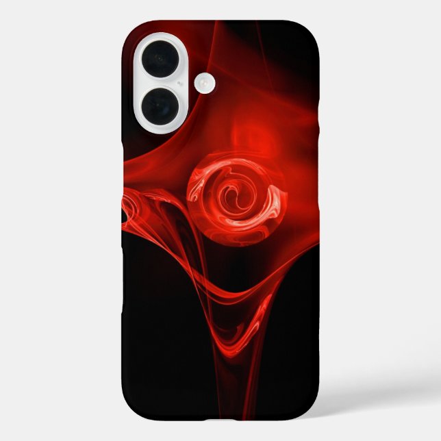 FUNDA iPhone 16 ROSA FRACTAL ROJO EN NEGRO (Reverso )