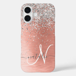 Funda iPhone 16 Rosa Gold Bonito Girly Silver Purpurina Sparkly