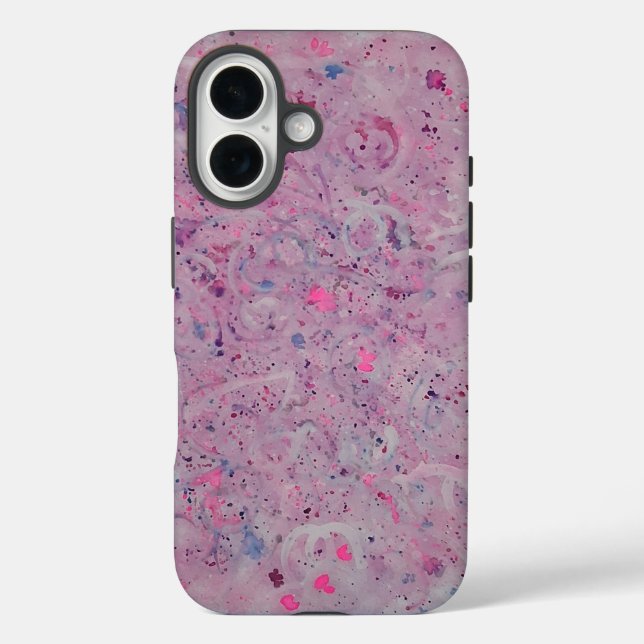 Funda iPhone 16 Rosa Pastel Acuarela Abstracta  (Reverso )