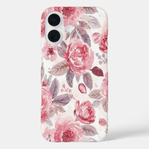 Funda iPhone 16 Rosa Peonía Rosa Acuarela Jardín Floral