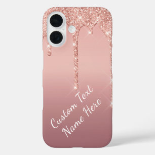 Funda iPhone 16 Rosa Purpurina de oro para iPhone estuche Personal