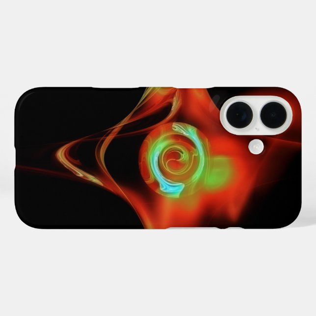 FUNDA iPhone 16 ROSA ROJO AZUL FRACTAL (Reverso (Horizontal))