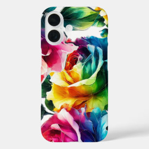 Funda iPhone 16 Rosas Arcoíris Floral Colorido Vibrante 