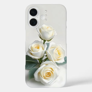 Funda iPhone 16 Rosas blancas en blanco limpio - Estuche para iPho