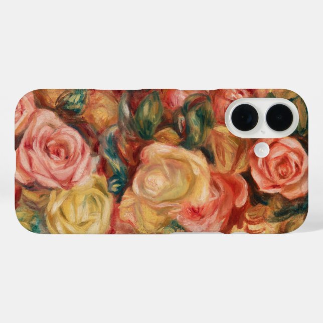 Funda iPhone 16 Rosas en una vesícula de Pierre Renoir, Bella Arte (Reverso (Horizontal))