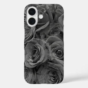 Funda iPhone 16 Rosas grises, foto floral gris