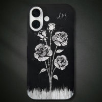 Rosas Grunge Monograma Blanco Negro Nombre persona