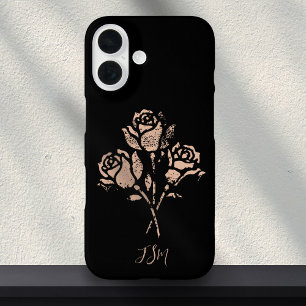 Funda iPhone 16 Rosas Iniciales Estampadas en Rosa Pastel Grunge