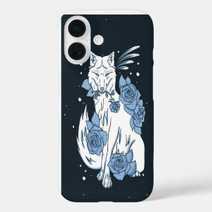 Funda iPhone 16 Rosas Mystical White Wolf y Blue