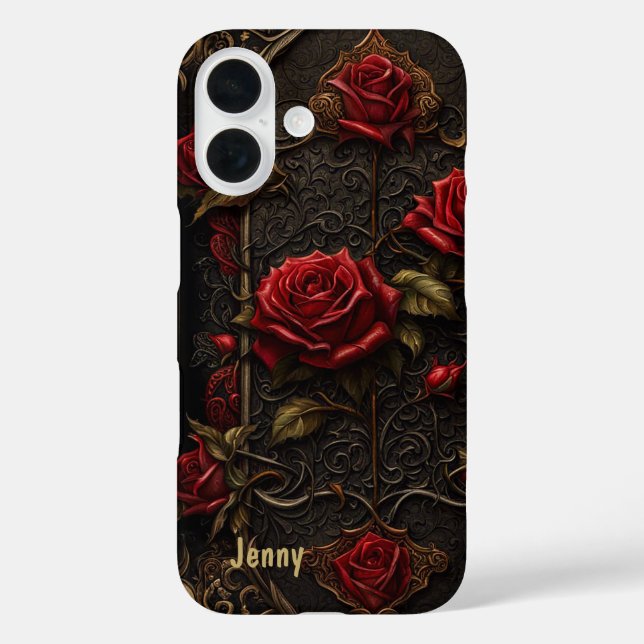 Funda iPhone 16 Rosas Rojas Goth Gótico  (Reverso )