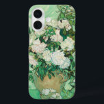 Funda iPhone 16 Rosas | Vincent Van Gogh<br><div class="desc">Rosas (1890) del artista holandés post-impresionista Vincent Van Gogh. El trabajo original es una pintura al óleo sobre lienzo que representa una vida quieta de rosas blancas contra un fondo verde claro. Utilice las herramientas de diseño para agregar texto personalizado o personalizar la imagen.</div>