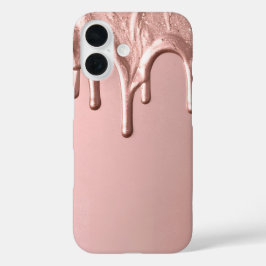 Funda iPhone 16 Rose Gold Metallic Drip