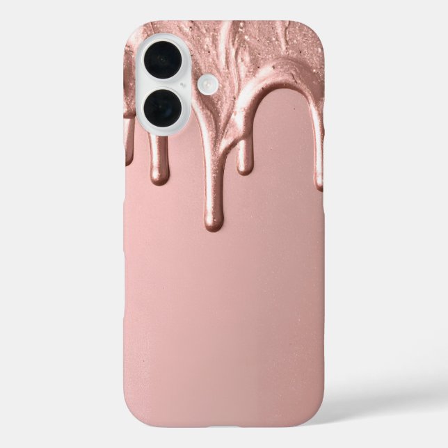 Funda iPhone 16 Rose Gold Metallic Drip (Reverso )
