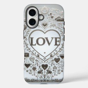 Funda iPhone 16 Rótulo de amor transparente