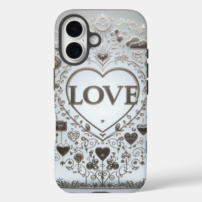 Funda iPhone 16 Rótulo de amor transparente (Reverso )