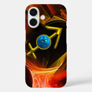Funda iPhone 16 Rótulo ZODIAC SAGITTARIUS,Swift Fractal Amarillo R
