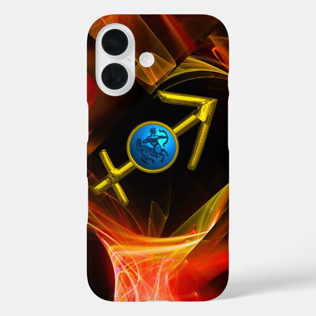 Funda iPhone 16 Rótulo ZODIAC SAGITTARIUS,Swift Fractal Amarillo R (Reverso )